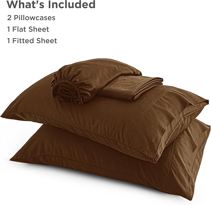 Bedsure King Size Sheets Set, Cooling Sheets for Hot Sleepers, Rayon Derived from Bamboo, Breathable & Soft, Deep Pocket Up to 16 Inches, Hotel Luxury Silky Bedding, Brown
