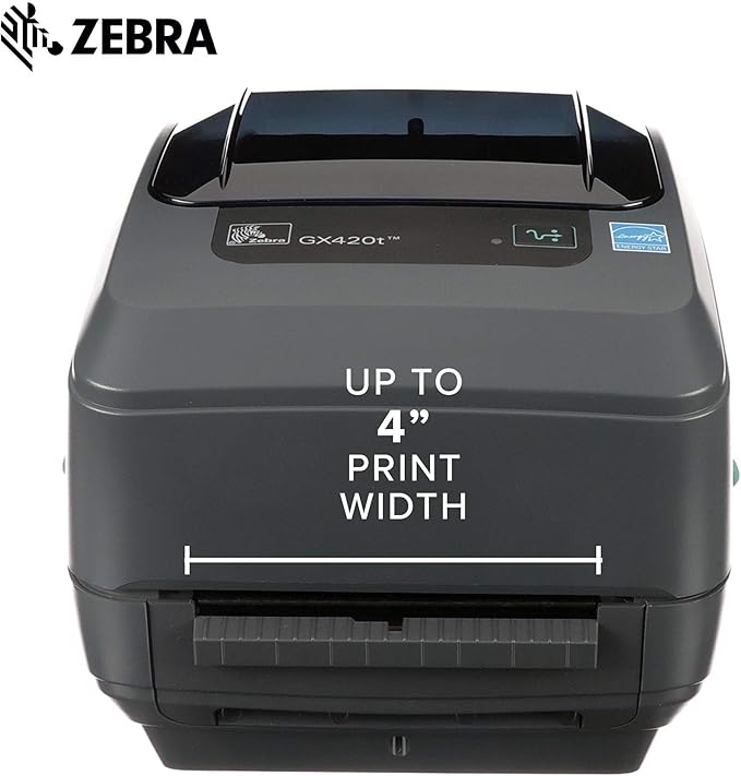 Zebra - GX420t Thermal Transfer Desktop Printer for Labels, Receipts, Barcodes, Tags - Print Width of 4 in - USB, Serial, and Ethernet Port Connectivity (Includes Peeler) - GX42-102411-000 (Renewed)