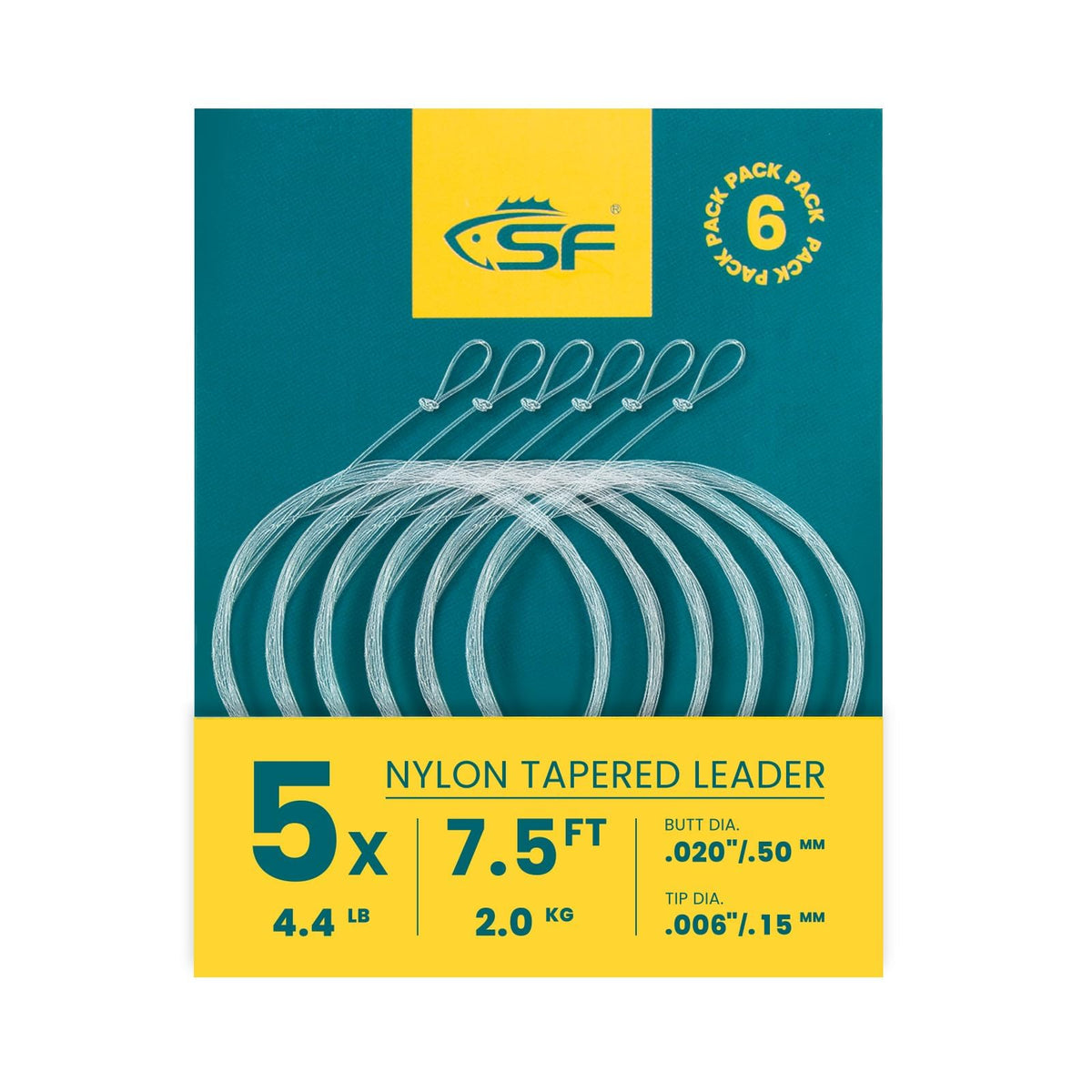 SF 6 Pack 7.5ft Nylon Fishing Rigs Pre Tied Trout Fishing Rigs 5X