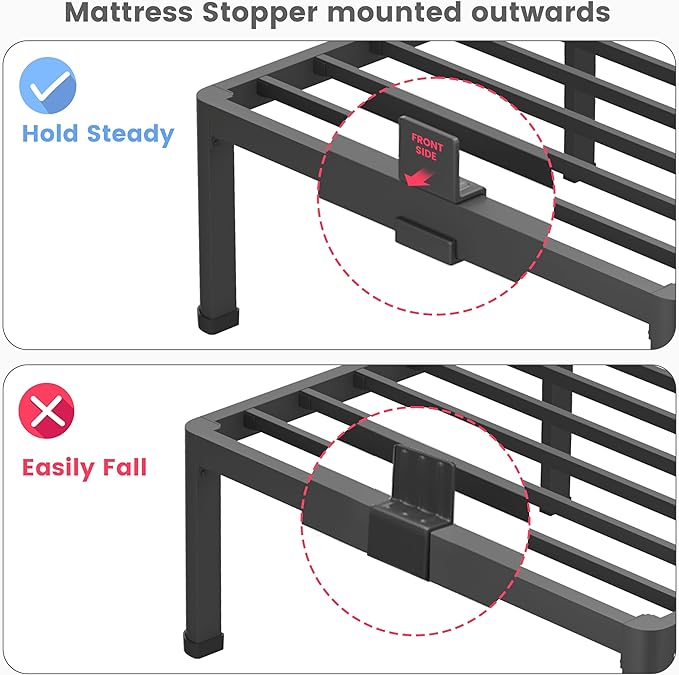 20 Inch Queen Size Metal Platform Bed Frame with Round Corners, Storage Space Under High Bed Frame-Heavy Duty Steel Slats Support, Noise Free - Easy Assembly - No Box Spring Needed
