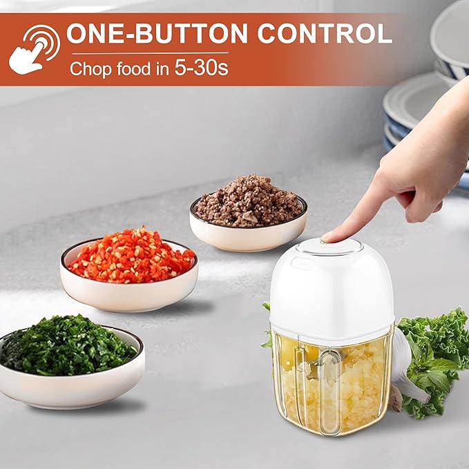 450ML (1.8 Cup) Electric Garlic Chopper, Mini Portable Food Processor