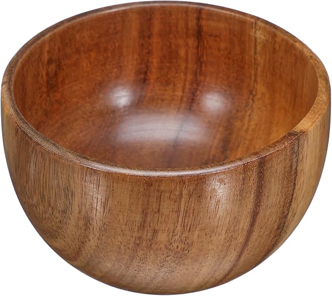 STOBOK Wooden Salad Bowl Wooden Snack Serving Bowl Round Container for Food, Fruits, Salads and Tableware Decoration for Home Kitchen Supplies, 11X6CM