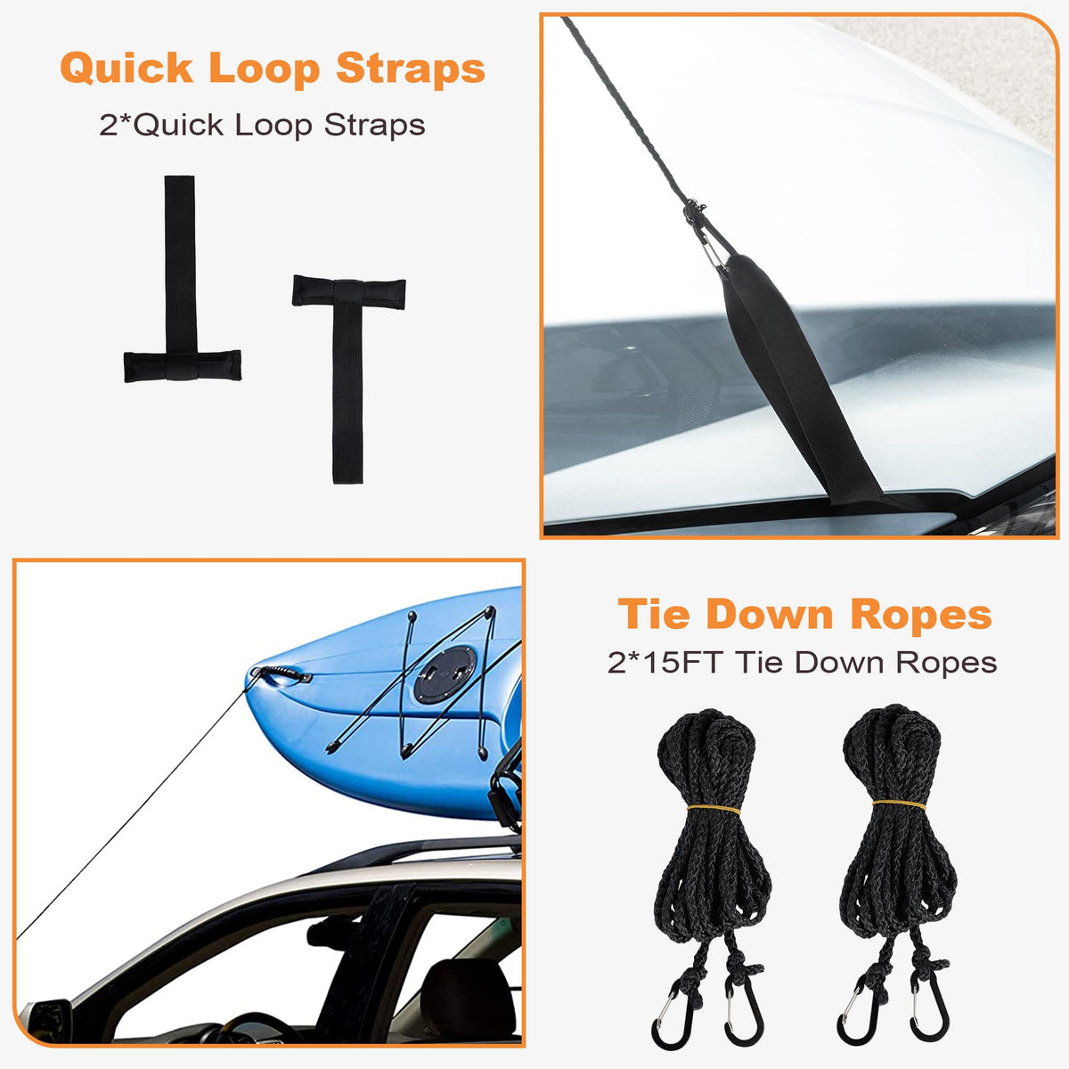 Golkcurx Universal Soft Roof Rack Pads for Kayak（Black）