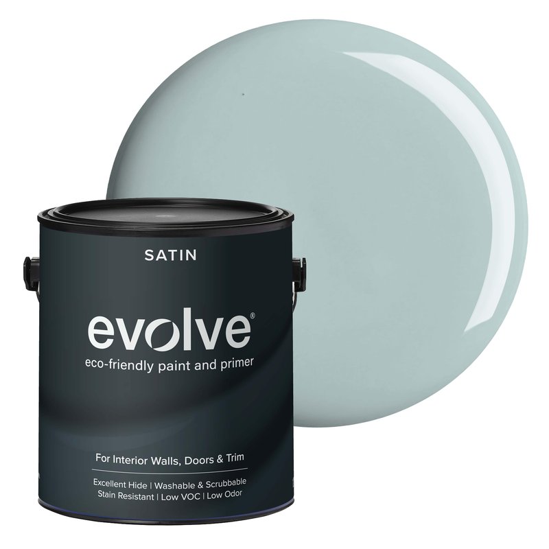 EVOLVE Interior Paint & Primer, Satin (Silver Surf), 1 Gallon – Available in 50+ Colors, One-Coat Coverage, Excellent Hide, Low VOC, Low Odor, Washable Interior Paint