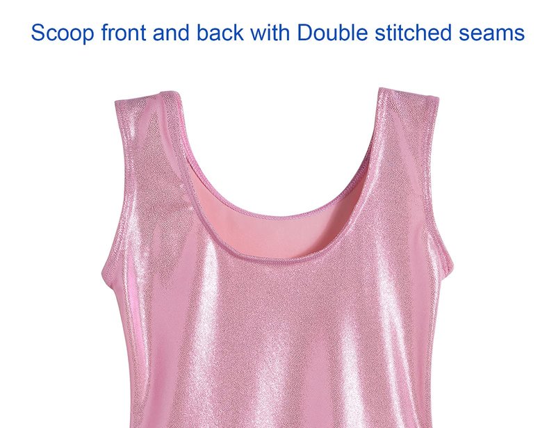 Domusgo Gymnastics Leotards for Girls 7-8 Years Old Pink Sparkly One Piece Tumbling Outfits