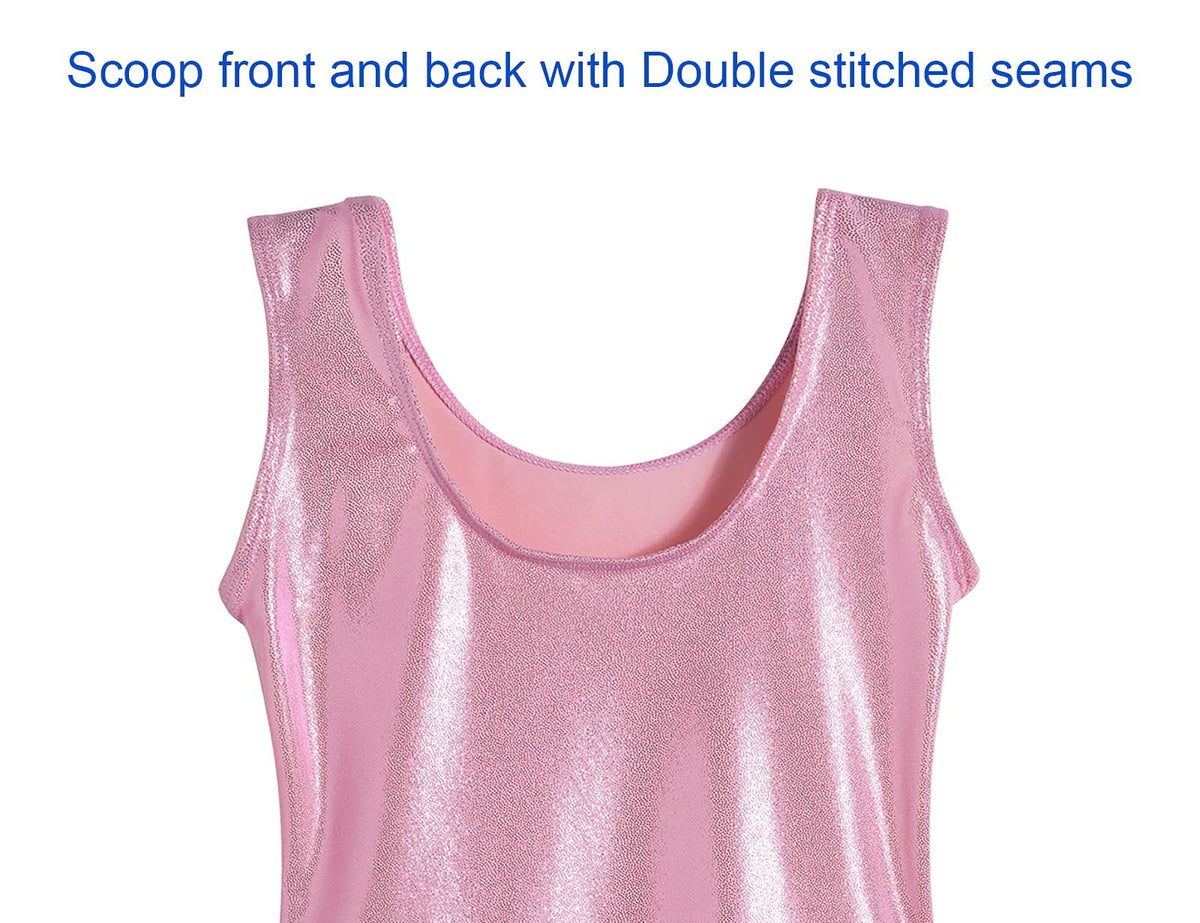Domusgo Gymnastics Leotards for Girls 5-6 Years Old Pink Sparkly One Piece Tumbling Outfits