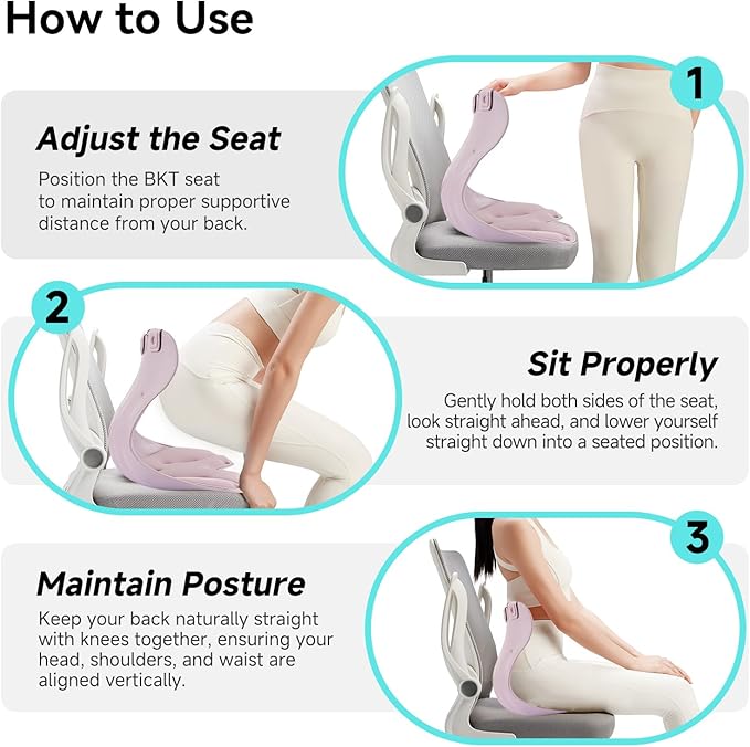 BKT Seat Cushion Chair Ergonomic Office Chair Cushions Lumbar Support for Seat Pillow Ideal for Students Office Workers Nursing Mothers Long Sitting Outdoor Fishing Floor