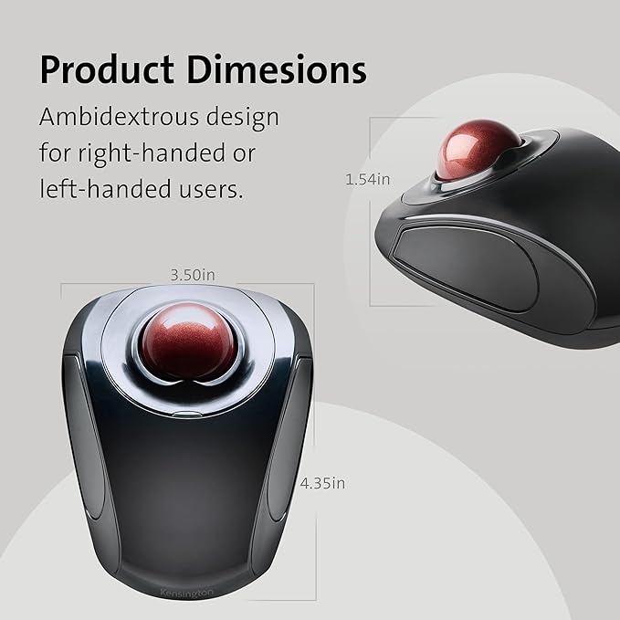 Kensington Orbit Wireless Trackball Mouse with Touch Scroll Ring (K72352US),Black