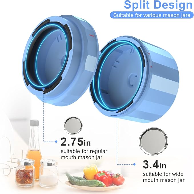 M11 Mason Jar Vacuum Sealer - Electric Mason Jar Vacuum Sealer Kit with Wide and Regular Mouth Mason Lids, Jar Vacuum Sealer for Canning Jars, Vacuum Sealing Machine for Food Storage