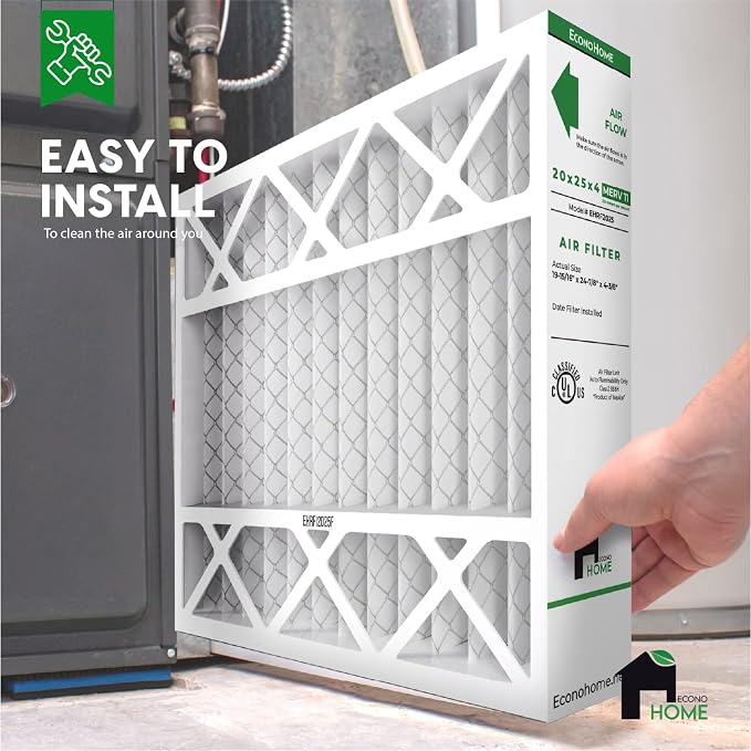 EconoHome 20x25x4 AC Furnace Pleated Air Filter MERV 11 Replacement – Allergen