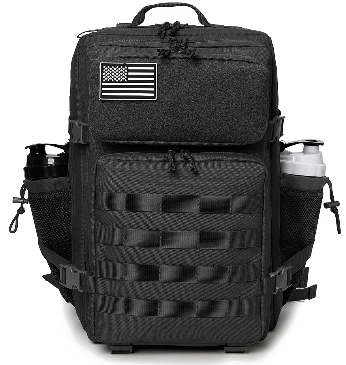 QT&QY Military Tactical Backpacks For Men Molle Daypack 45L Large 3 Day Bug Out Bag Hiking Rucksack With Bottle Holder