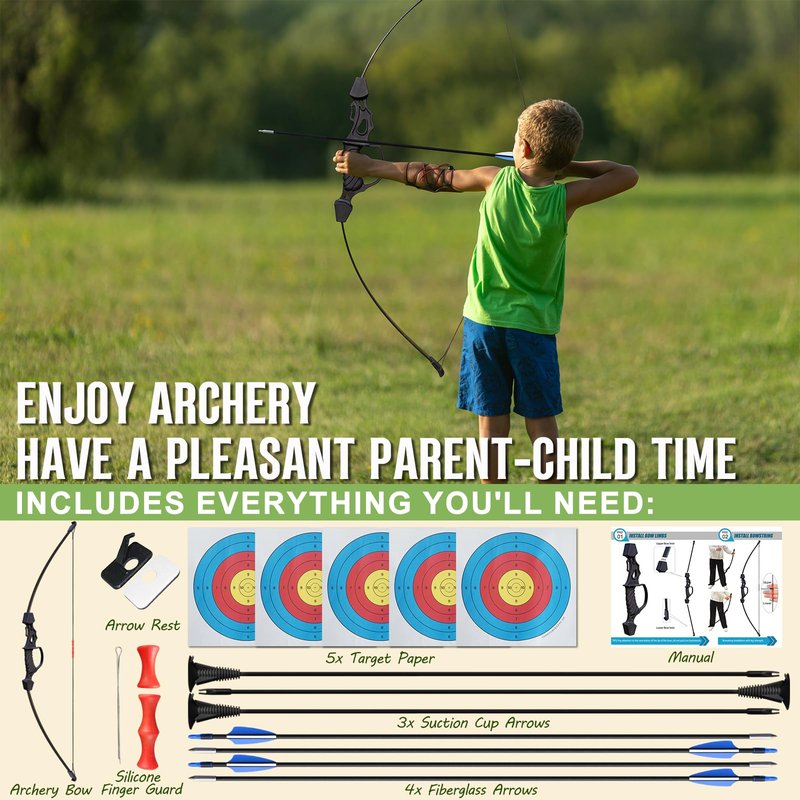40" Bow and Arrow Set for Teens,Ambidextrous Adult Archery Bow Set with 7 Arrows,Beginner Recurve Bow Gift for Outdoor Backyard Game