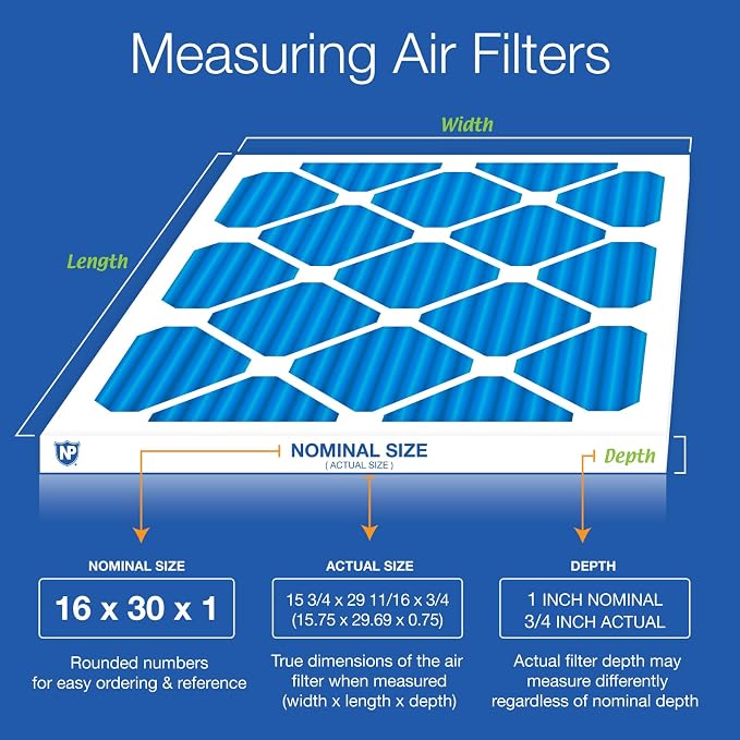 Nordic Pure 16x30x1 Pleated MERV 7 Air Filters 2 Pack