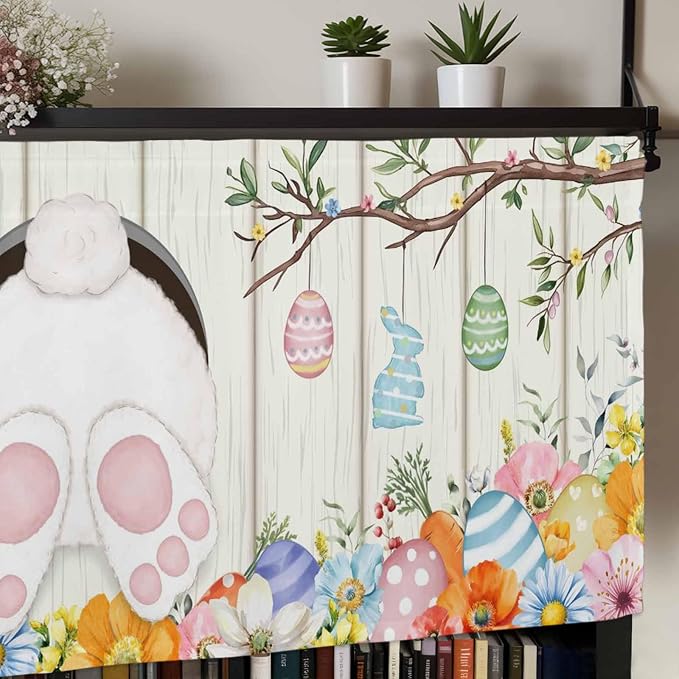 Easter Curtain Valances for Windows, Kitchen Valance Window Treatment, Spring