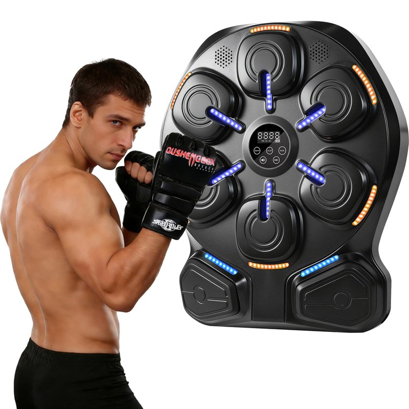 Smart Music Boxing Machine with LED Lights & Bluetooth Speaker – Interactive Punching Bag for Fitness, Rhythm Training & Stress Relief – Home Gym Equipment for Adults and Child with 8 Hitting Points