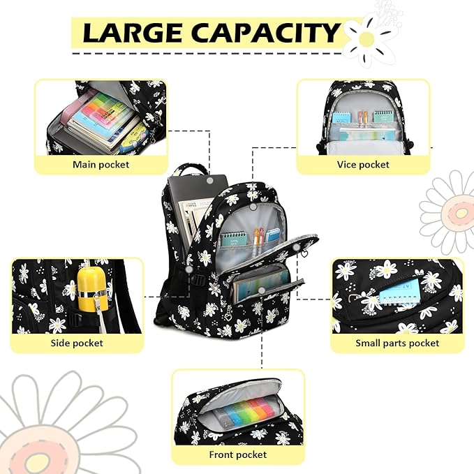 Girls Backpack with Lunch Box for Elementary Middle School,17 inch Pink Lightweight Kids School Backpack with Lunch Bag Set for Teen Girls