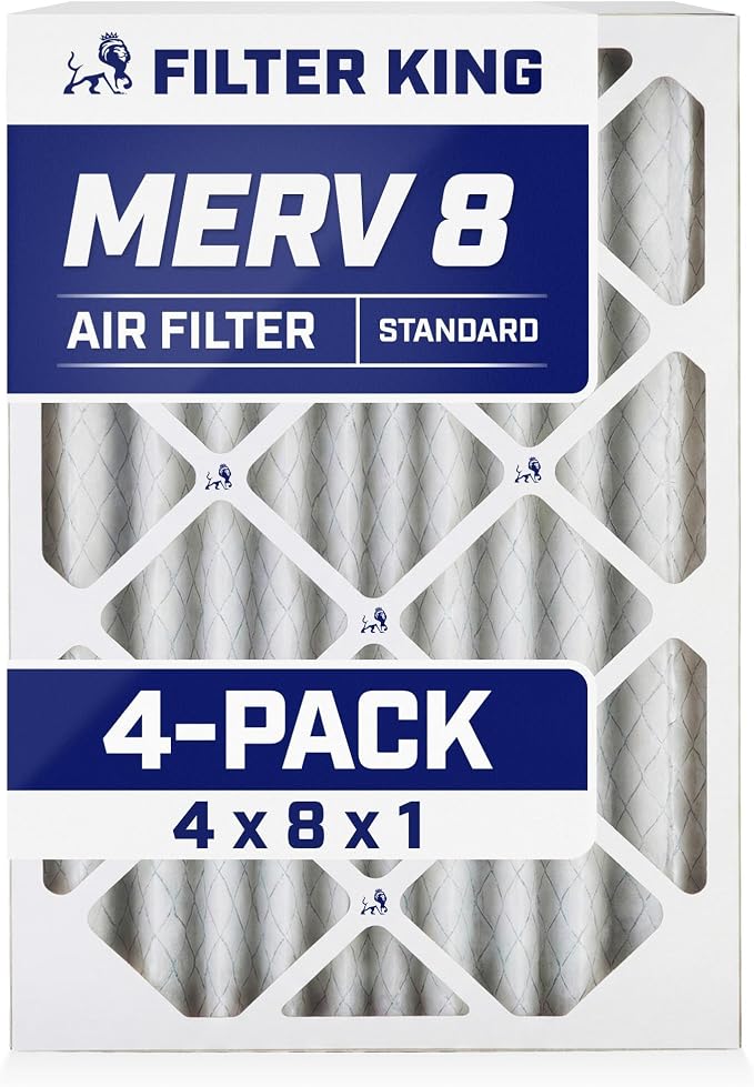 Filter King 4x8x1 Air Filter | 4-PACK | MERV 8 HVAC Pleated A/C Furnace Filters