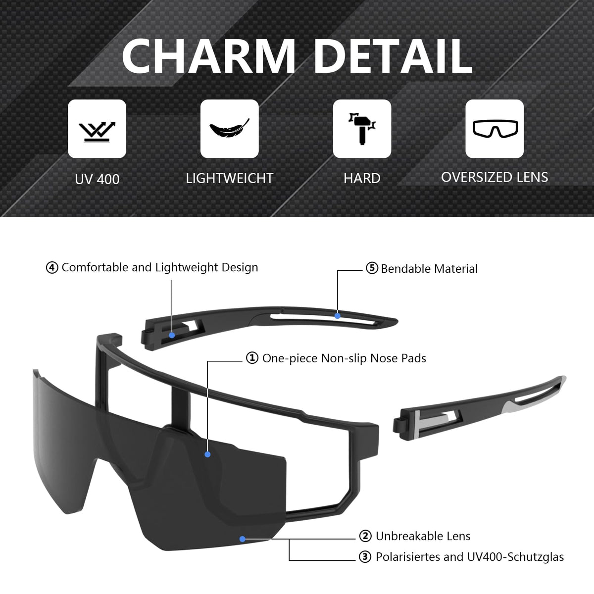 IKTOD 3 Pack Polarized Running Sunglasses for Women Mens Sunglasses UV Protection for Cycling Baseball Fishing (3 Pack-Black Gray/Red Red/Blue Black-W12)