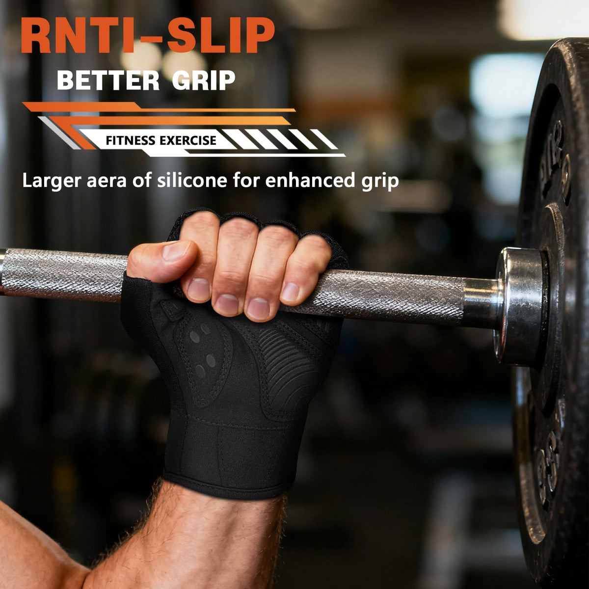 Rioomui Gym Gloves for Men,Lightweight Breathable Workout Gloves Women with Excellent Grip and Snug fit for Weight Lifting, Gym,Training, Crosstraining, Pull ups, Fitness-Black-XL