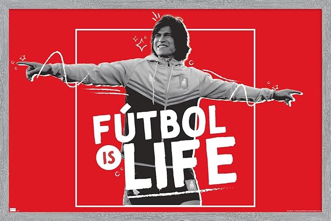Ted Lasso - Futbol is Life Wall Poster, 34L" x 22.4W", Gray Framed Version