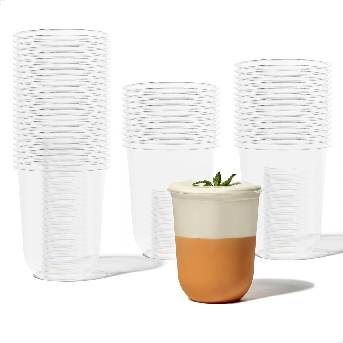 TOSSWARE NATURAL Arc - Plant Based Clear Cold Cups 12 oz - Plastic Alternative for Parties, Bachelorettes, Weddings - Recyclable - Set of 50