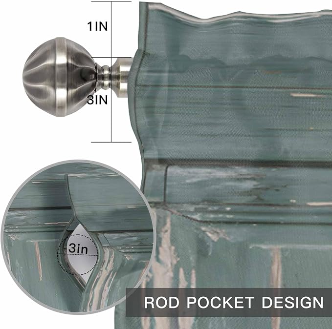 Gone Fishing Valances for Windows, Bronze Wood Grain Kitchen Valance Light