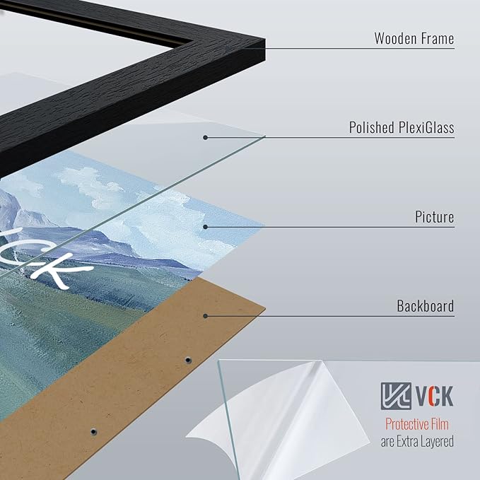 VCK 20x28 Poster Frames Set of 2, Black Solid Wood Frame with Textured Exclusive, Wall Gallery Picture Frame