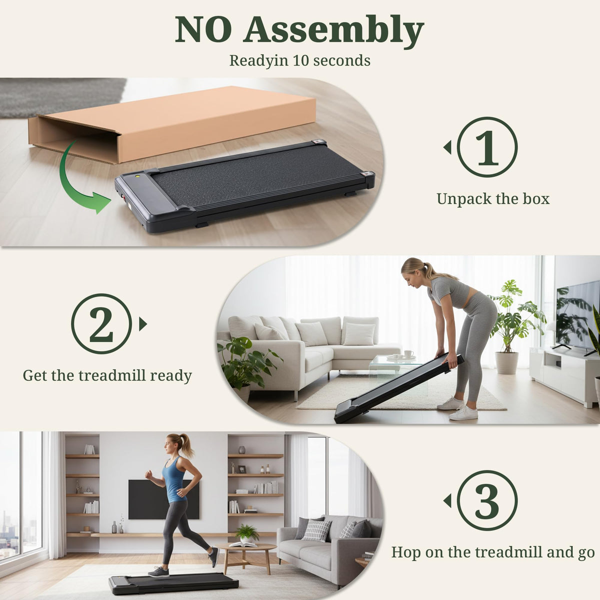 Walking Pad Treadmill, 3 in 1 Portable Under Desk Treadmills for Home Small Space, Quiet Compact Folding Treadmill with Remote Control, 320 LBS Capacity