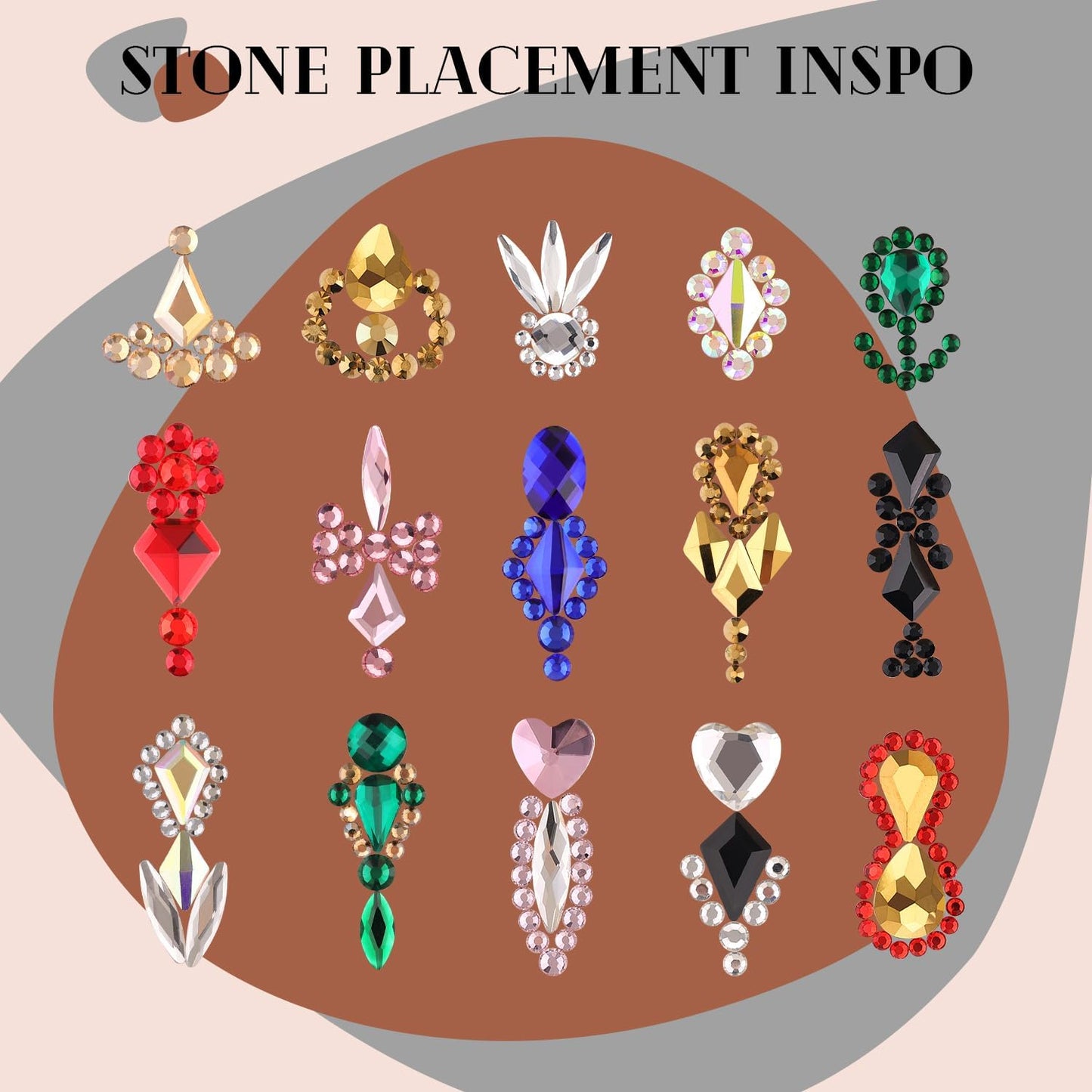 2750Pcs Emerald Green Glass Nail Rhinestones 240Pcs Multi Shapes Flatback Nail Gems + 2510Pcs 1.5-4mm Round Crystal, Manicure Nail Charms Diamond Gemstone for Acrylic Nails Decoration