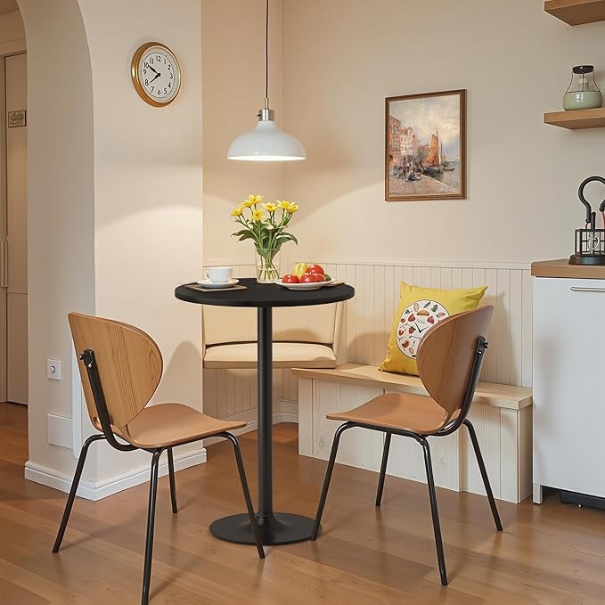 Homall Round Dining Table Bistro Pub 23.8 x 39.5 Inches Bar Table for Kitchen, Dining Room (2, Full Black)