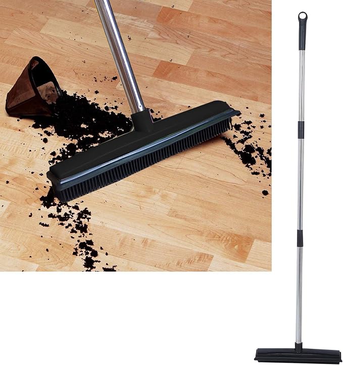 Multifunctional Broom, Telescopic Carpet Rake Rubber Pp 12.6in Brush Easy Wash