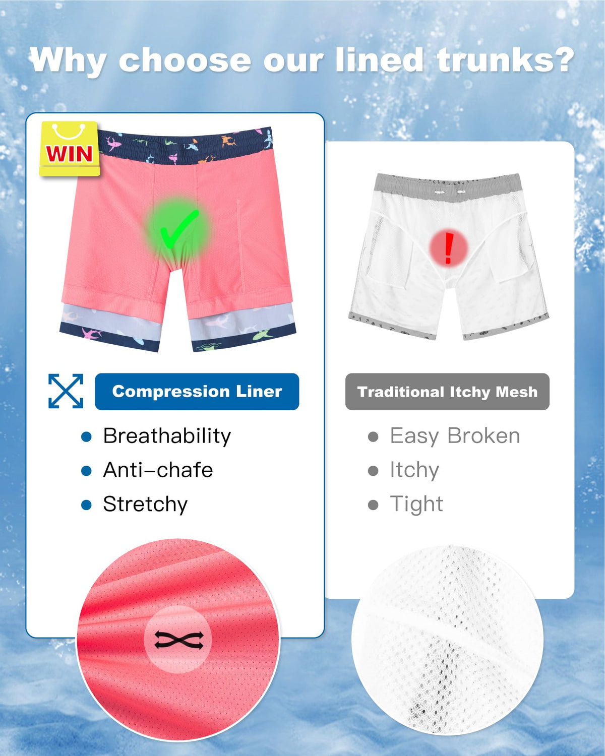 SURF CUZ Mens Swim Trunks with Compression Liner Quick Dry Swim Shorts 7" Swimming Trunks Stretch Bathing Suit Zipper Pockets,01 Rainbow Dolphins,L