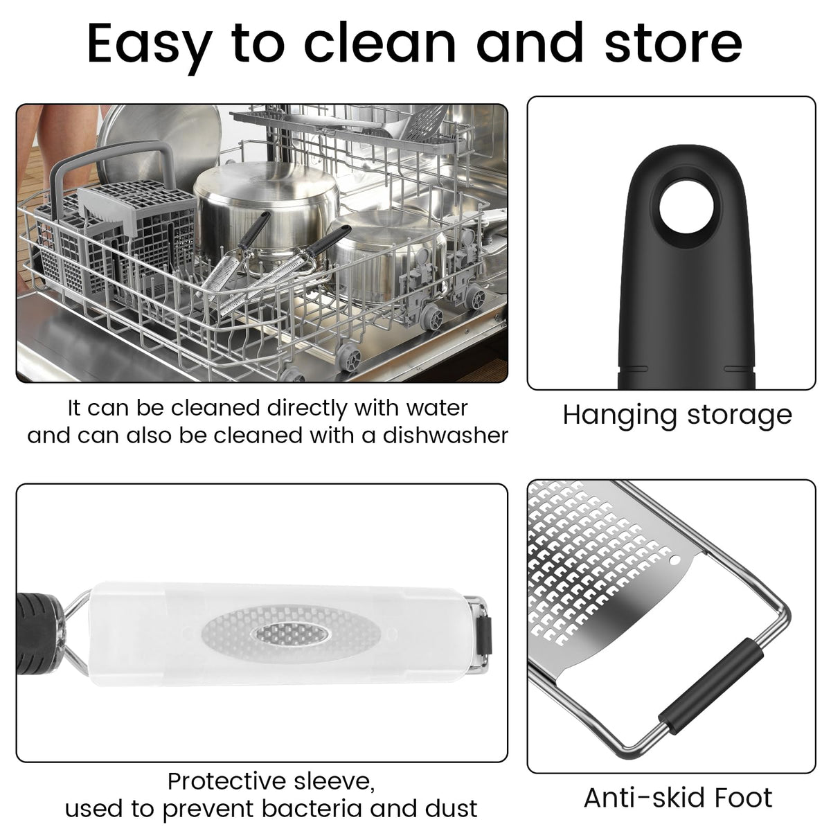 4Pcs Stainless Steel Grater for Different Food Grater with Non-Slip Handle for Vegetables Cheese Shredder and Lemon