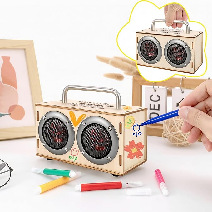 DIY Bluetooth Speaker Kit with Metal Handle STEM Projects for Kids Ages 8-12, Build Your Own Gray Portable Speaker, No Soldering Science Gift, STEM Toys for 8 9 11 13