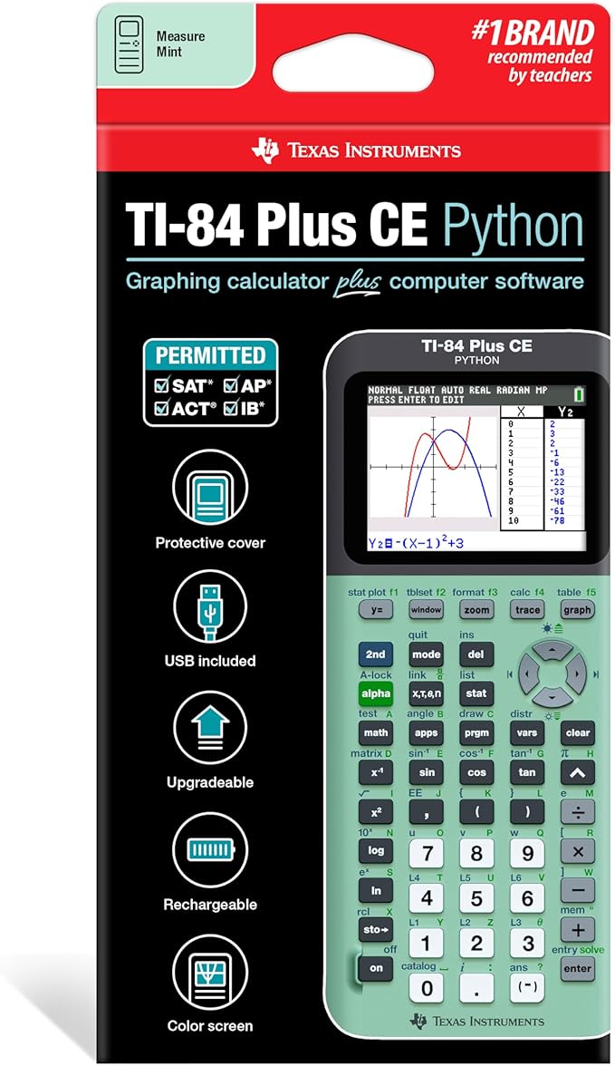 Texas Instruments TI-84 Plus CE Color Graphing Calculator, Mint Small