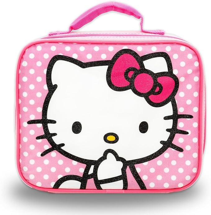 Hello Kitty Backpack with Lunch Box - Bundle with 16" Clear School Bag for Girls, Lunch Bag, Water Bottle, Tattoos, More | Transparent Clear Backpack for Kids School Supplies