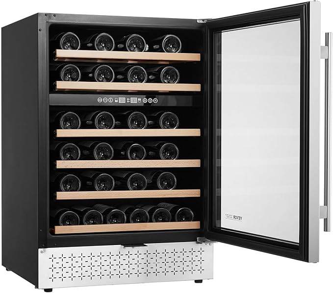 VEVOR Wine Cooler, 46 Bottle Dual Zone Wine Fridge, Built-in & Freestanding Fridge with Glass Door, Adjustable Shelves, Digital Temperature Control, Wine Cooler Refrigerator for Home, Office, Bar