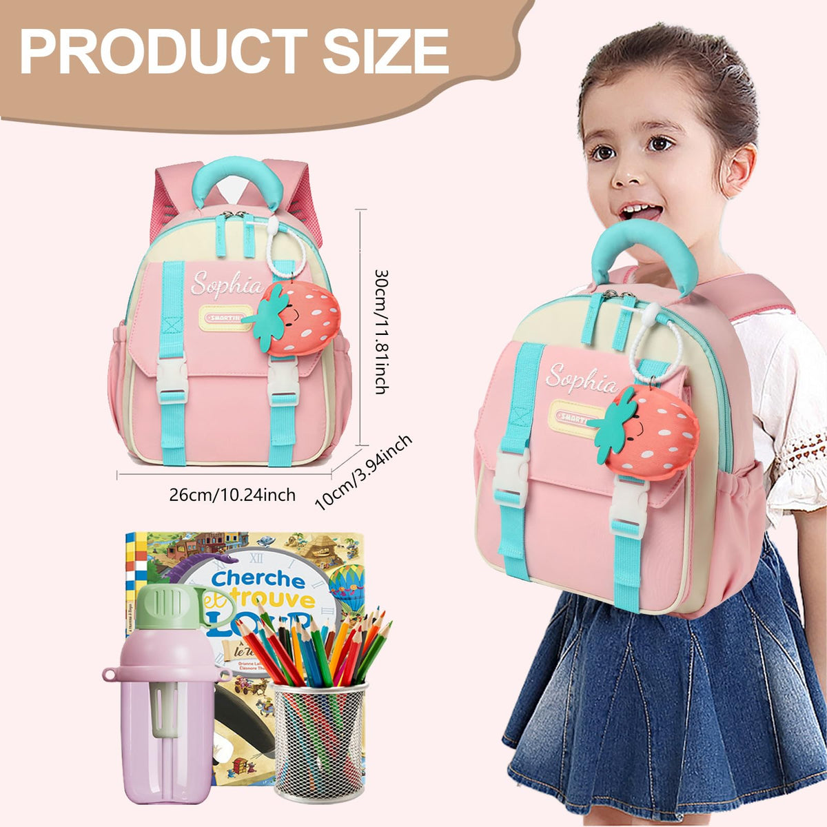 Personalized Kids Backpack Custom Embroidered Name Toddler School Bag for Girls Boys Preschool Kindergarten (brown)