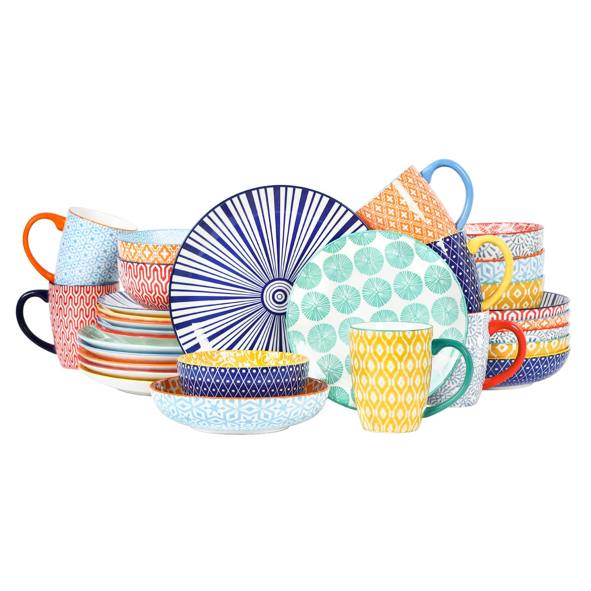 Selamica Ceramic Dinnerware Sets for 4, 16 Pieces Plates and Bowls Sets, Dishes set for 4-Chip and Scratch Resistant, Dishwasher&Microwave Safe, Assorted Colors