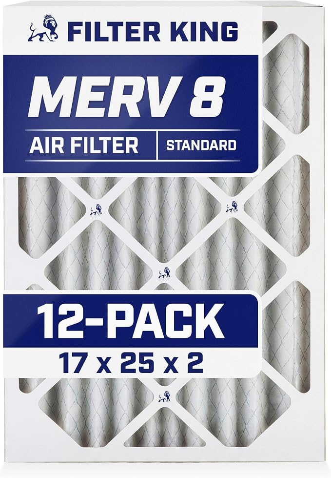 Filter King 17x25x2 Air Filter | 12-PACK | MERV 8 HVAC Pleated A/C Furnace