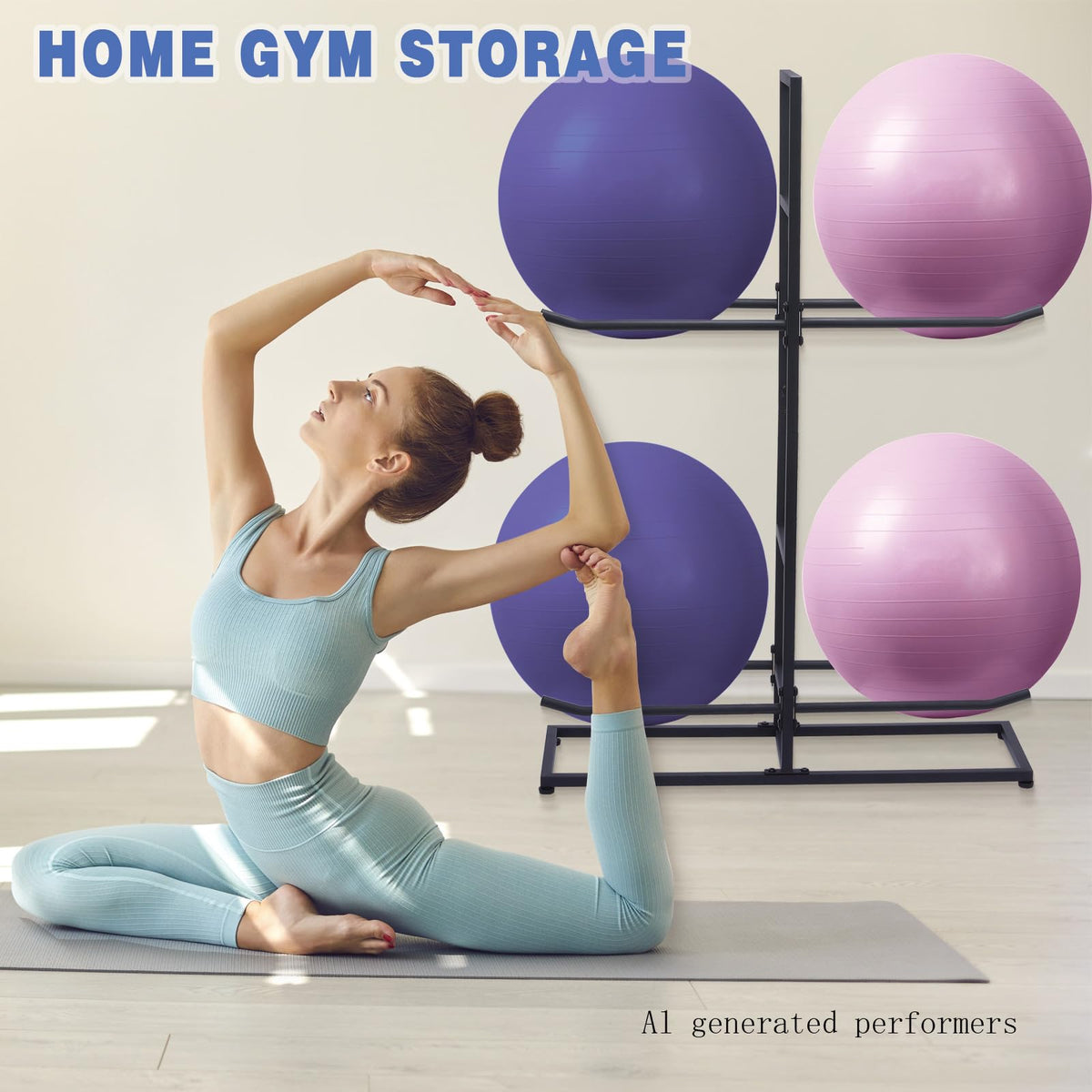 MEIPEIQIZHI Medicine Ball Rack, Stabilising Ball Rack, Yoga Ball Holder Exercise Ball Holder Equipment Storage Rack for ommercial Gym, Studios, Home Gyms
