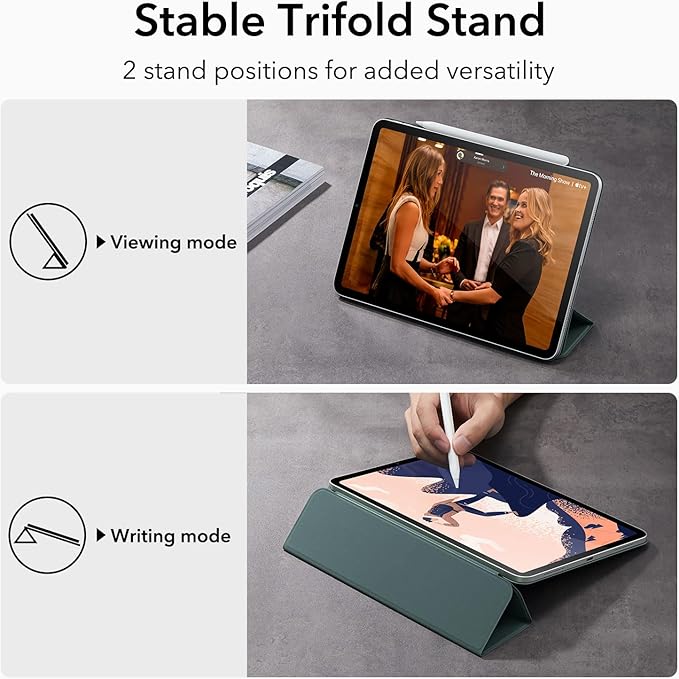 ESR for iPad Pro 12.9 6th/5th/4th Gen, iPad Air 13 Inch Case M3/M2 (2025/2024), Powerful Magnetic Attachment, Slim Trifold Stand Case, Supports Pencil Pro & PUSB-C, Rebound Series, Green