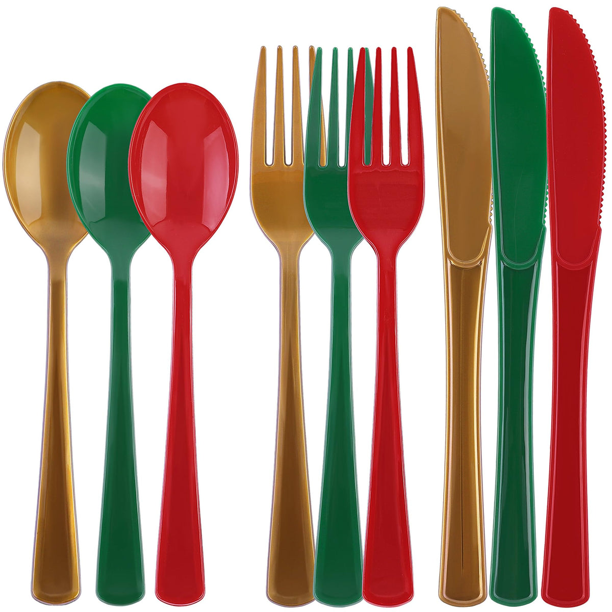 Kochorie 300 Pieces Light Pink Plastic Silverware with Spoons Forks Knives
