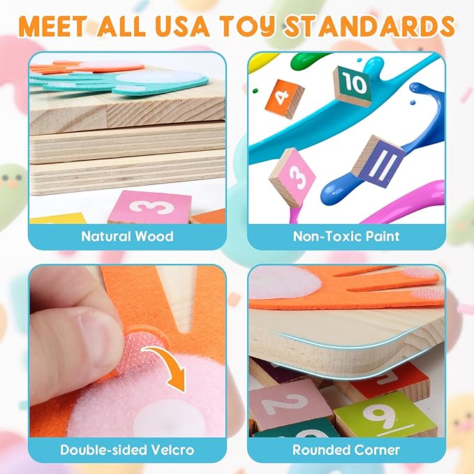 HANR Montessori Math Counting Toys,Preshool Learning Toys for Toddlers 3-6, Educational Math manipulatives for Kids,Number Counting Blocks,Montessori Toys for 3-5 Year Old Boys Girls Birthday Gifts