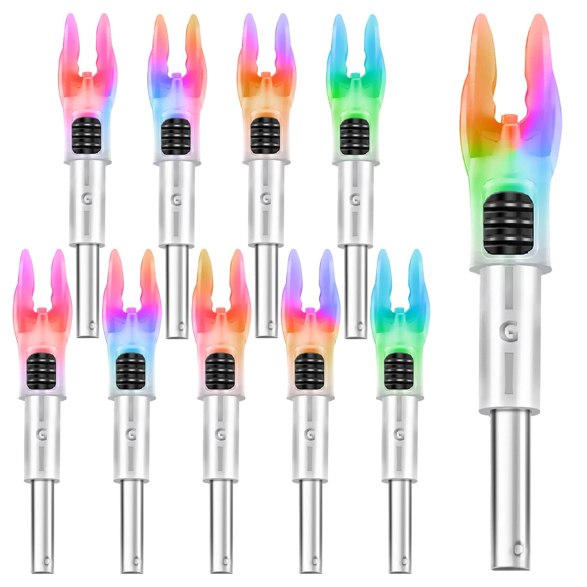 DEEPOWER 4/9 PCS G Lighted Nocks for Arrows .165 .204 .233 .244 .246 inch Inside Diameter with X,H,S,GT Bushings LED Lighted Nock and ON/Off Switch for Archrey Hunting