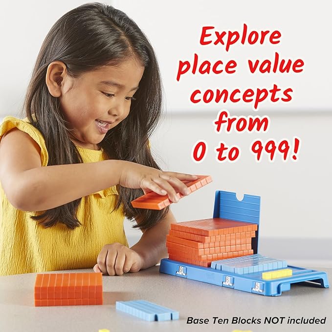 hand2mind Durable Place Value Frame, Base Ten Frames Place Value Blocks, Math Manipulatives Kindergarten, Base 10, Plastic Base Ten Blocks Frame, Math Classroom Supplies, Homeschool Curriculum