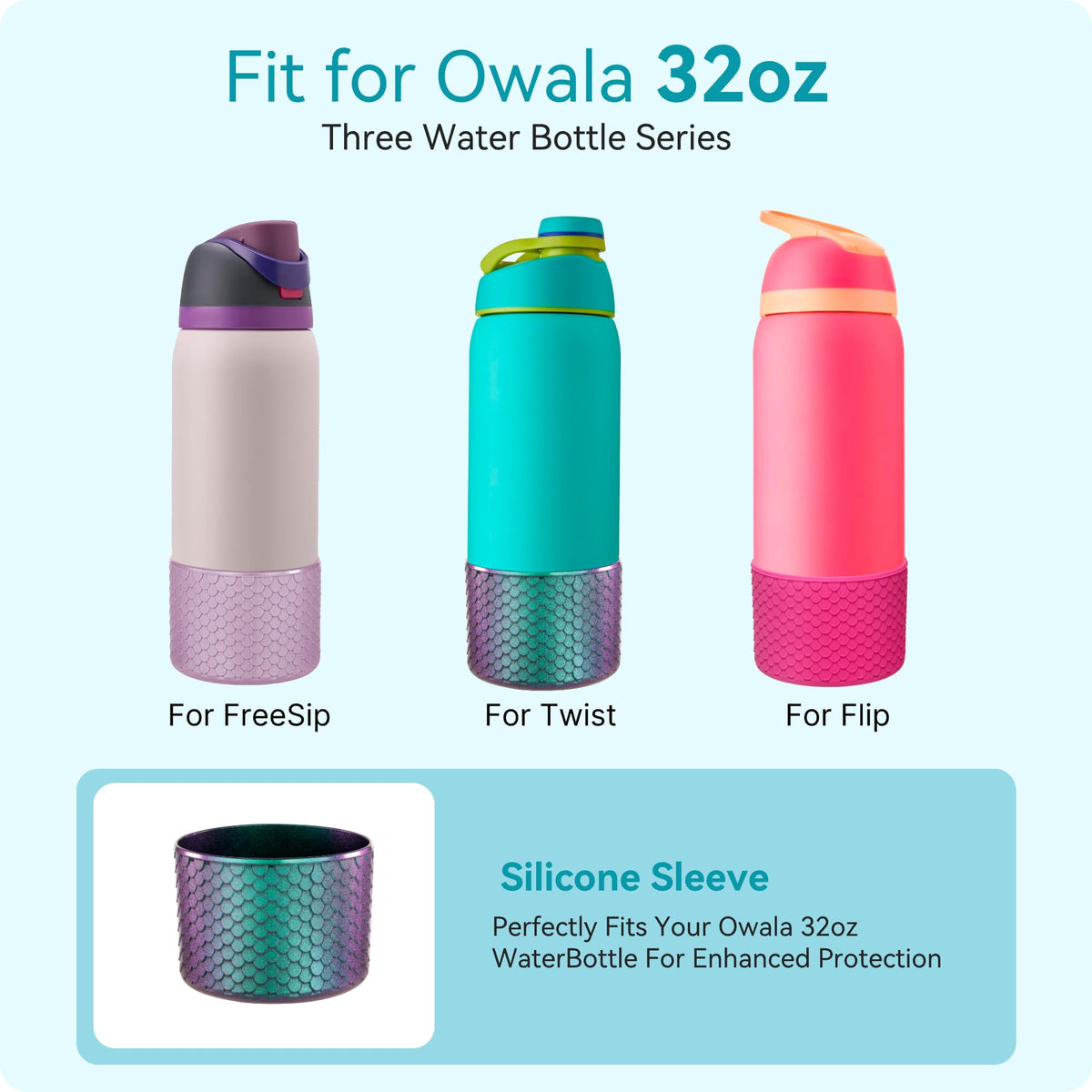 Silicone Bottom Boot Compatible with Owala 24/32/40oz FreeSip Water Bottle