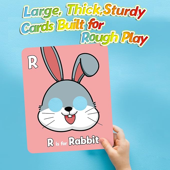 Aizweb Alphabet Flash Cards,Giant Animal Flash Cards for Toddlers 1-3,Alphabet Learning Toys Lowercase Uppercase Letter Learning Game ABC for Kids Ages 3-5 Classroom Preschool Kindergarten