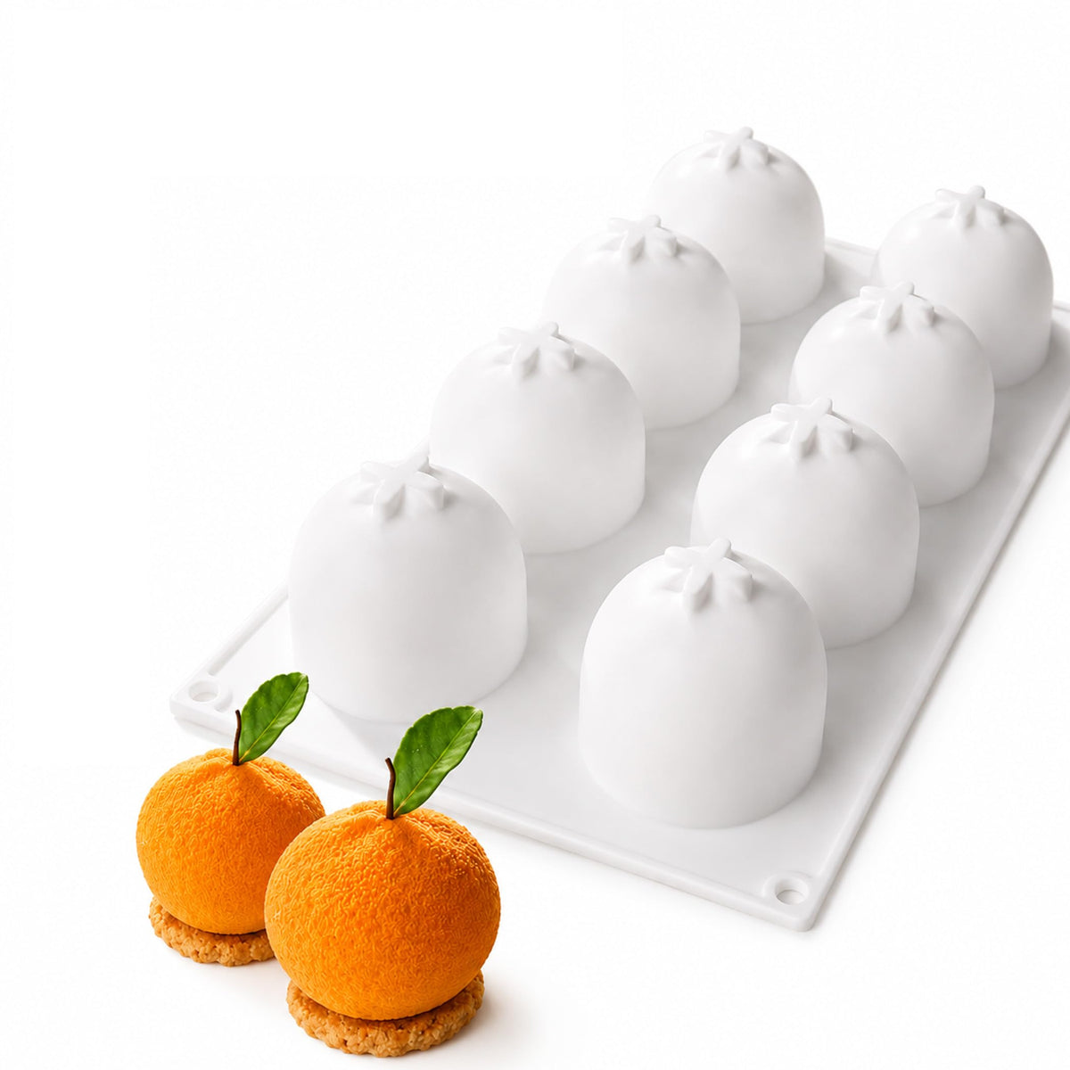OCPO Kitchen Orange Silicone Mold for Baking Mousse Cake, 8 Cavities