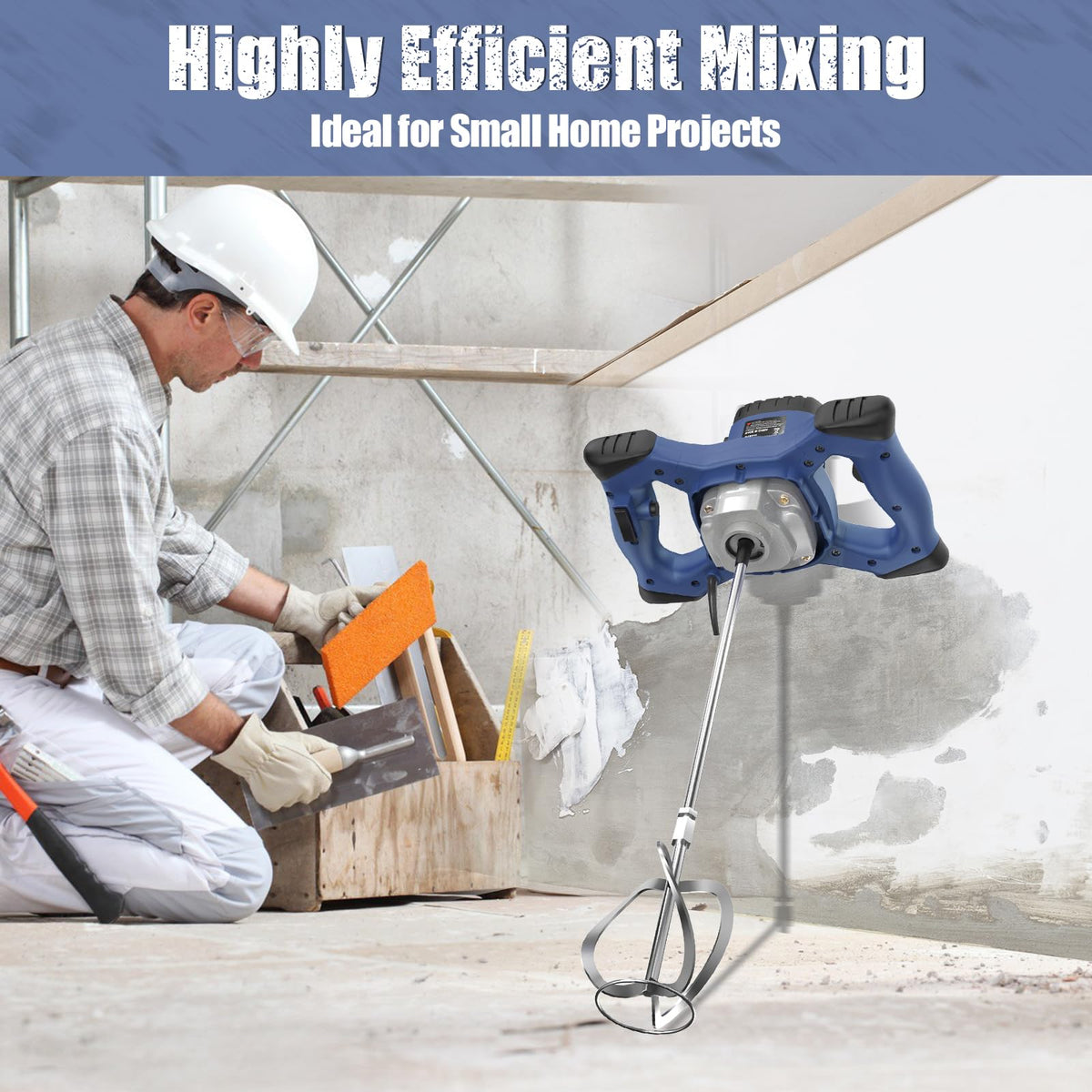 IMAYCC Handheld Cement Mixer, Portable Concrete Mixer,110V 6 Speed Mixing Drill, 2100W Drill Mixer for mud,Motar,Paint, Grout, Plaster,Thinset etc.